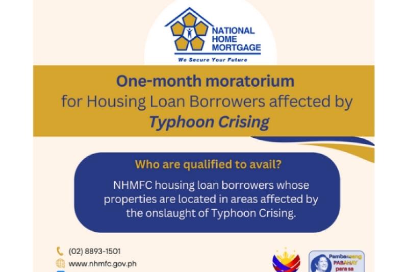 NHMFC grants moratorium for borrowers affected by Typhoon Crising